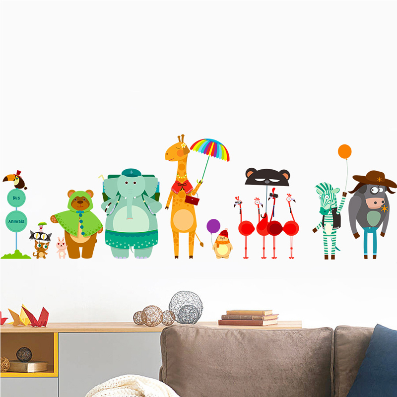 Cartoon Zoo Bus Station Wall S – обзор и цена Baby Nursery Zoo Animals