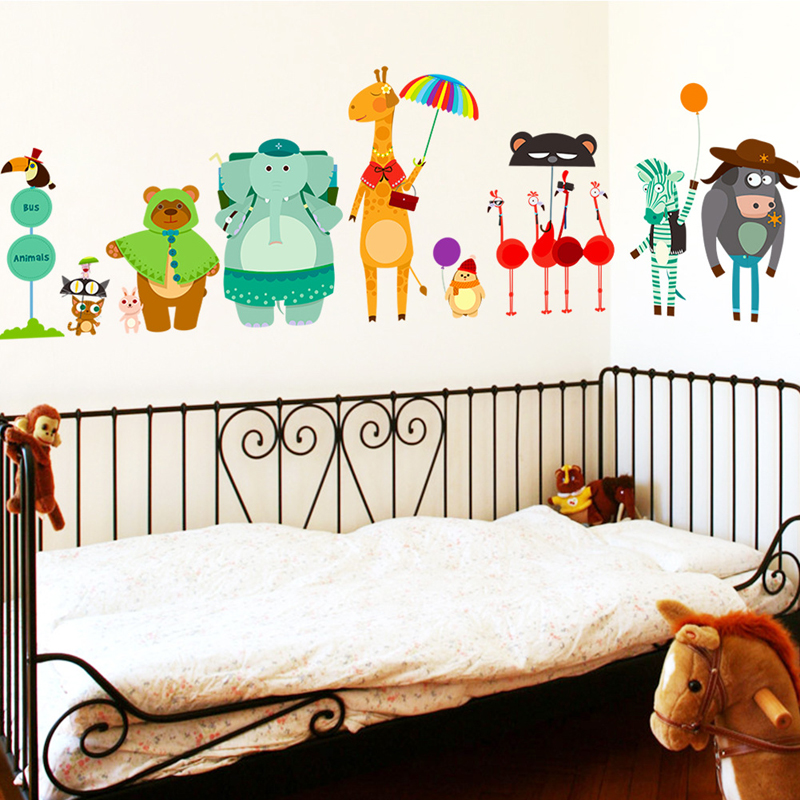 Cartoon Zoo Bus Station Wall S – обзор и цена Baby Nursery Zoo Animals