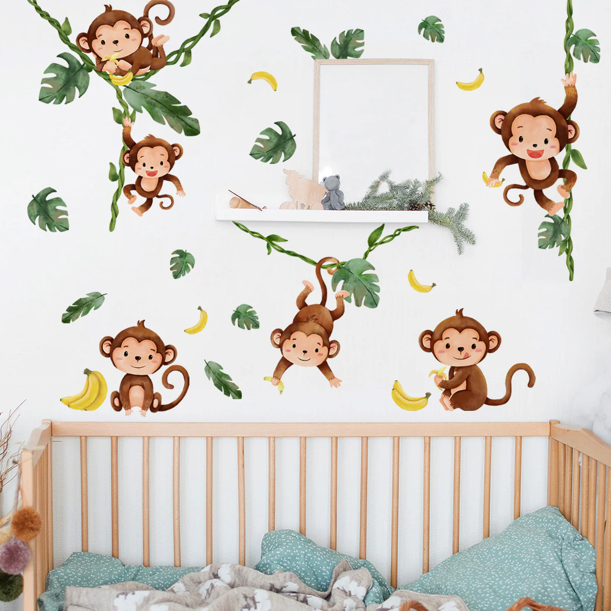 Watercolor Monkeys Tree Vines  – обзор и цена Baby Nursery Tree