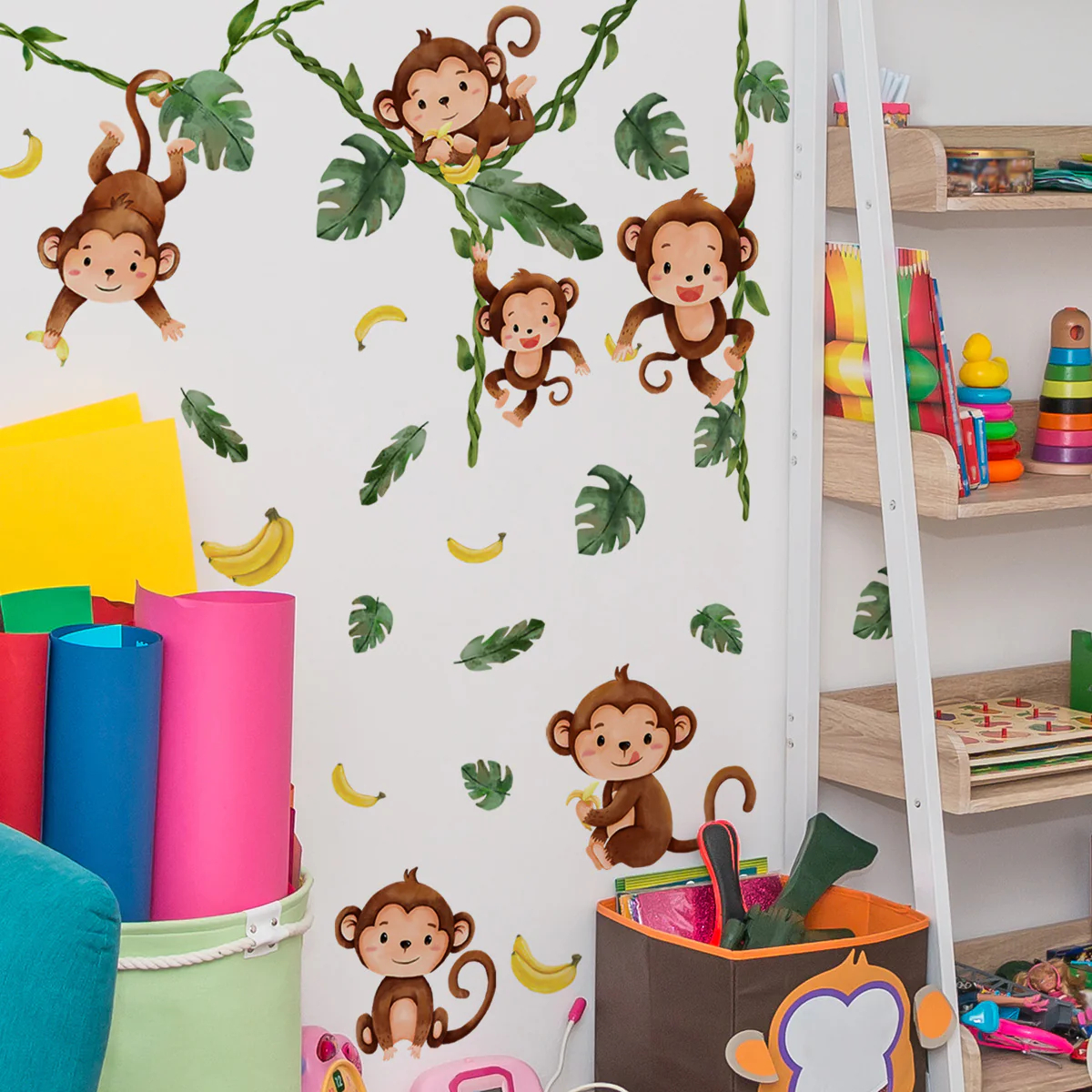 Watercolor Monkeys Tree Vines  – обзор и цена Baby Nursery Tree