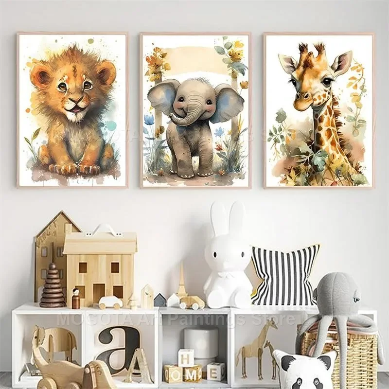 Watercolor Lion Giraffe Tiger  – обзор и цена Baby Nursery Art