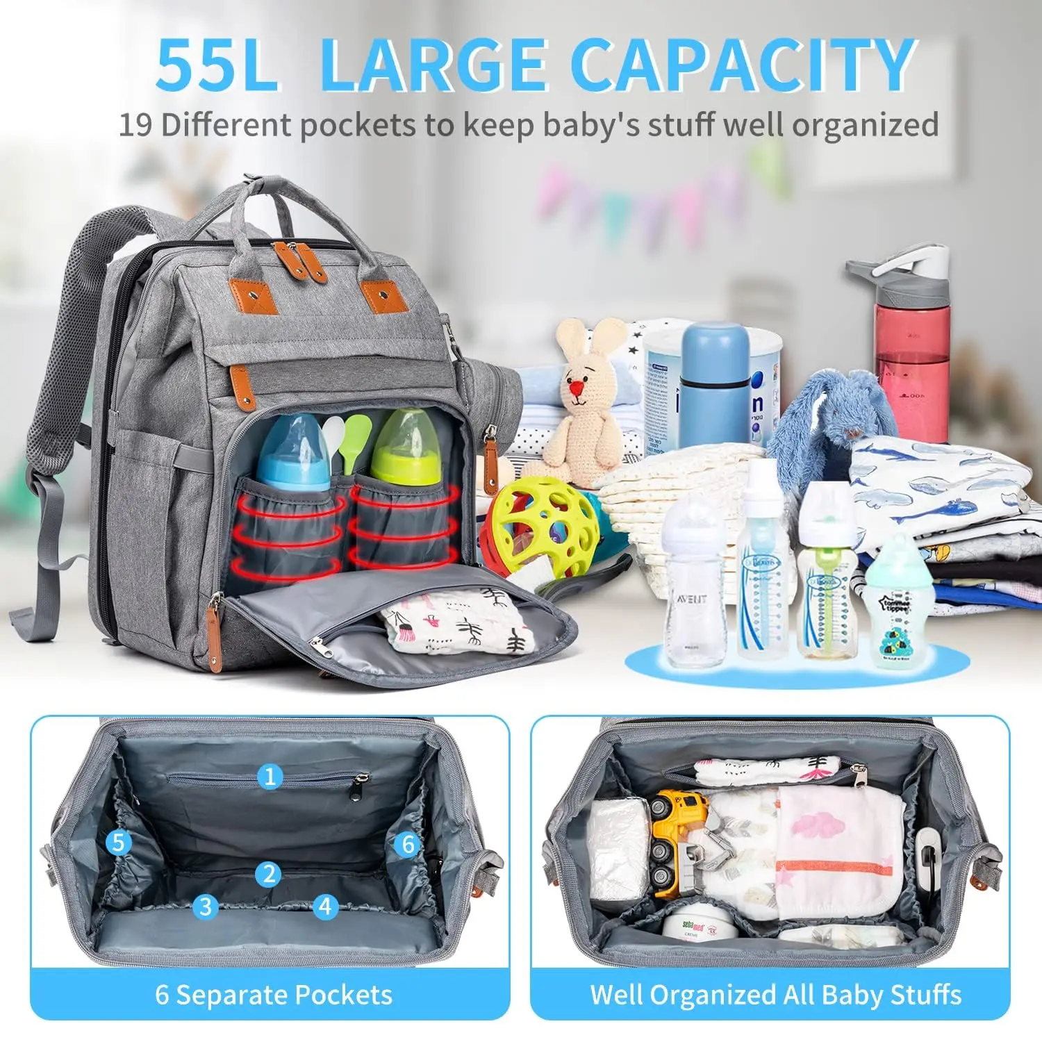Kabaqoo 55L Multifunctional Be – обзор и цена Baby Nursery Backpack