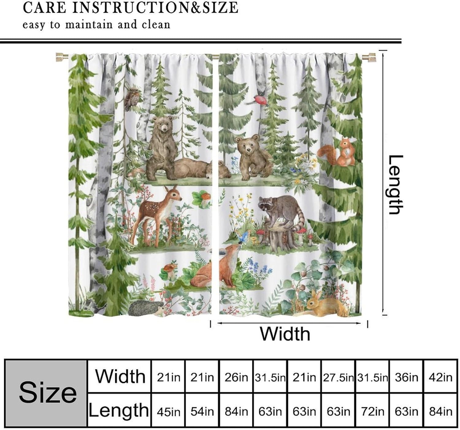 Forest Animal Curtains for Kid – обзор и цена Baby Nursery Tree