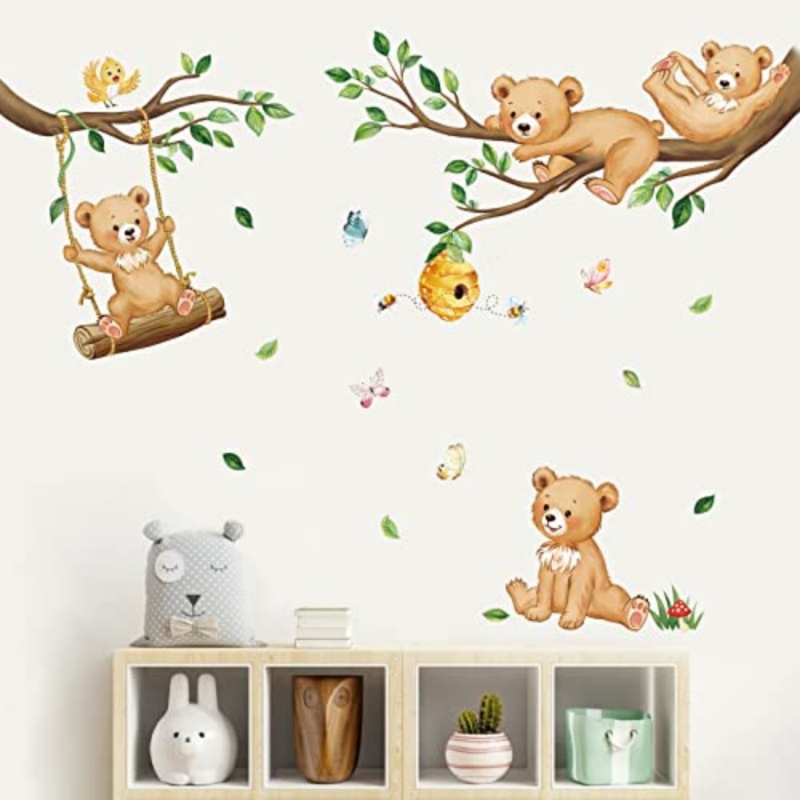 Woodland Bear Wall Decals Anim – обзор и цена Baby Nursery Tree