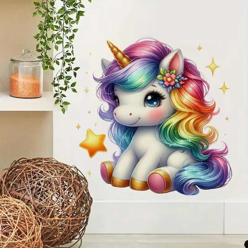 Cute Rainbow Unicorn Wall Stic – обзор и цена Baby Nursery Mural Wallpaper