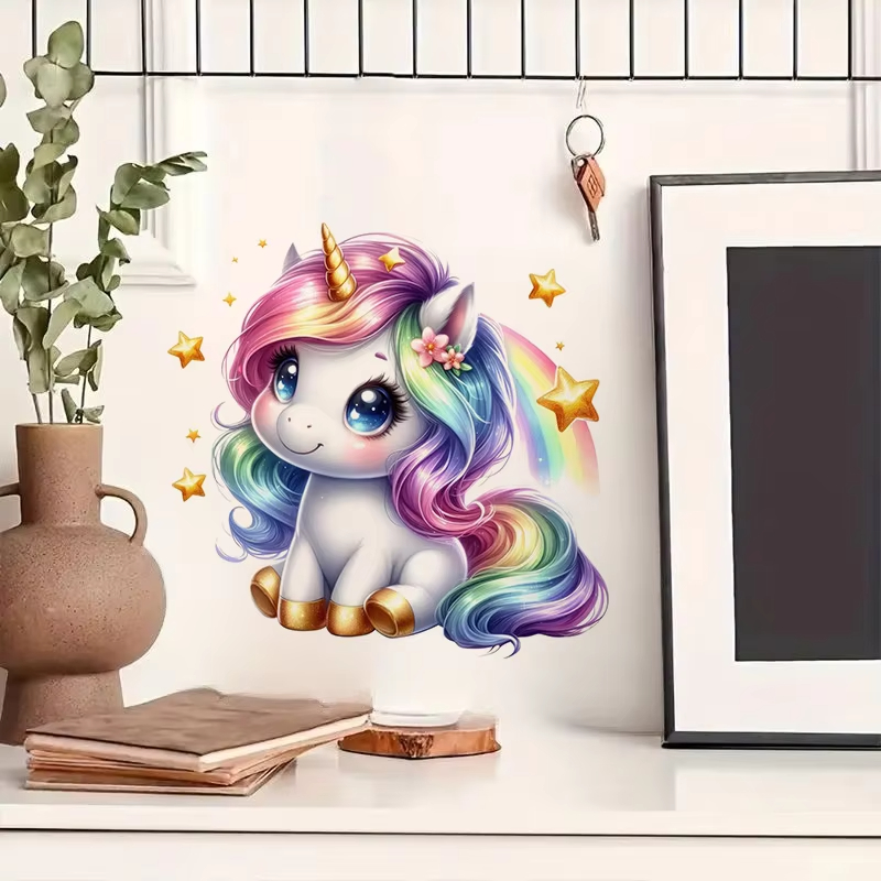 Cute Rainbow Unicorn Wall Stic – обзор и цена Baby Nursery Mural Wallpaper