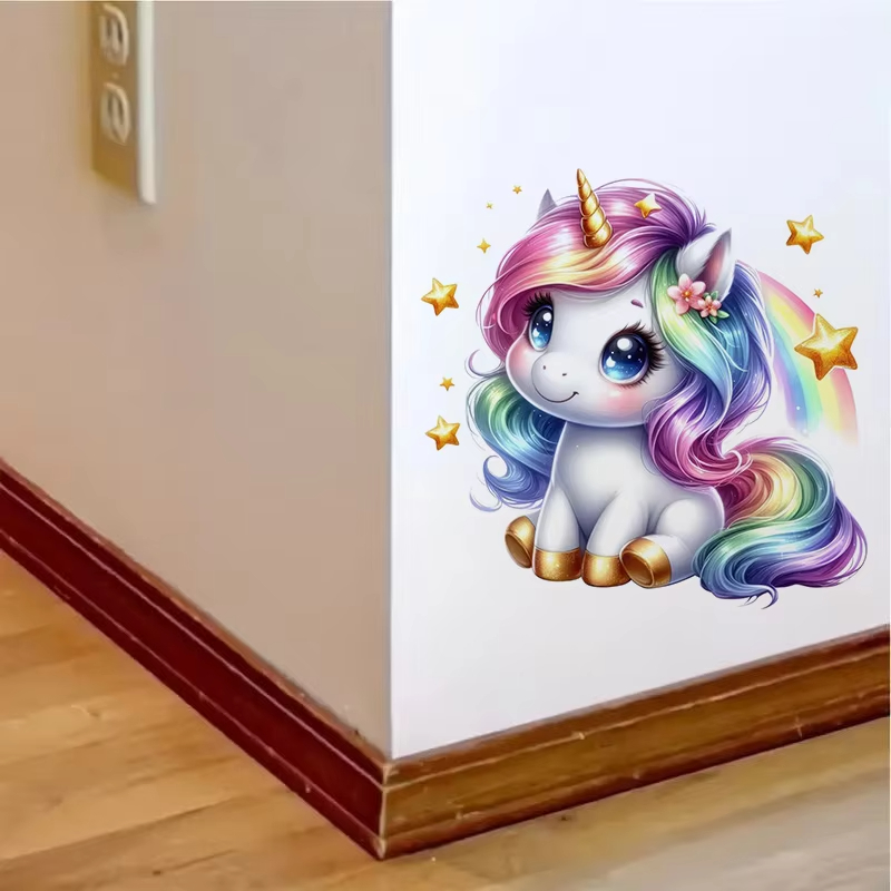 Cute Rainbow Unicorn Wall Stic – обзор и цена Baby Nursery Mural Wallpaper