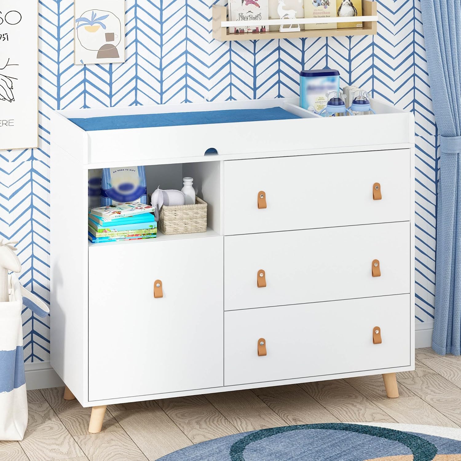 Baby Dresser Changing Table wi – обзор и цена Baby Nursery Shelves