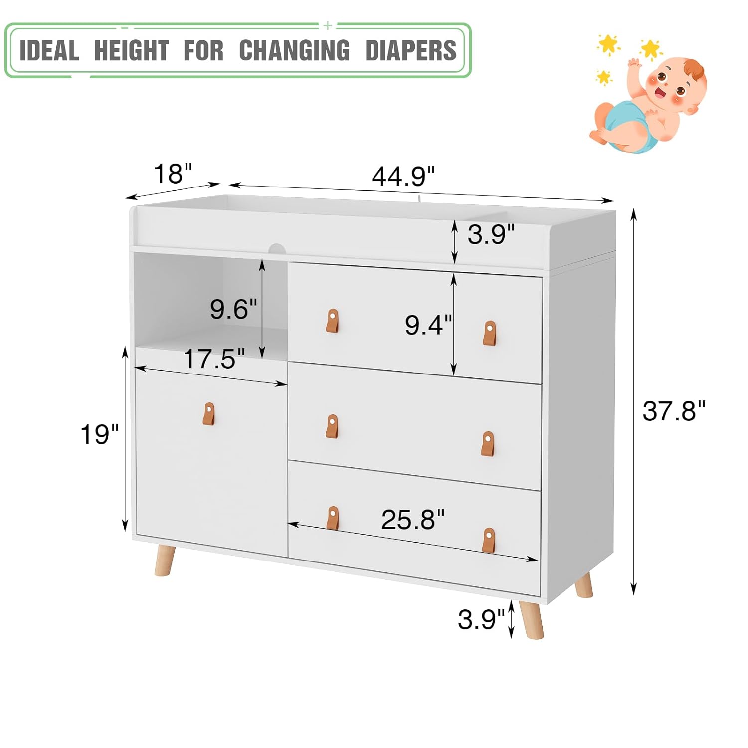 Baby Dresser Changing Table wi – обзор и цена Baby Nursery Shelves