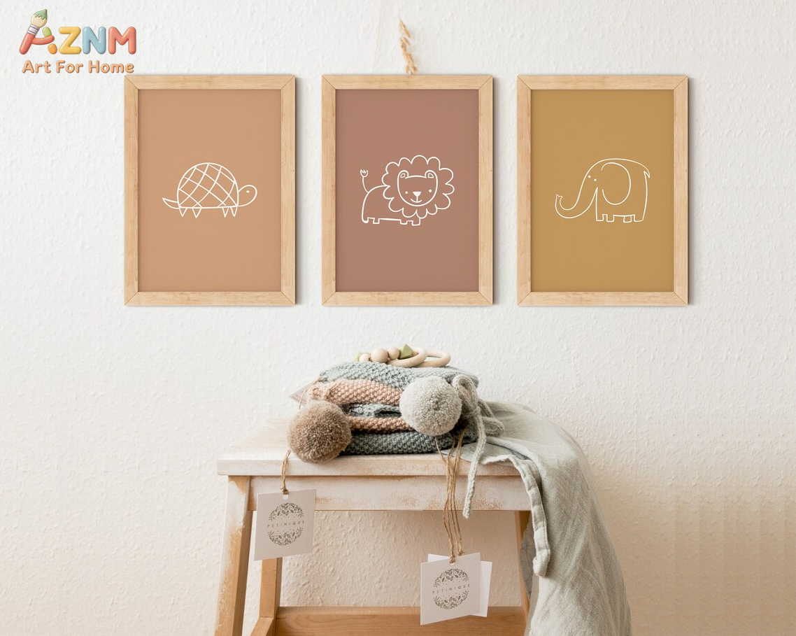 AZNM Boho Neutral Line Art Ani – обзор и цена Baby Nursery Elephant