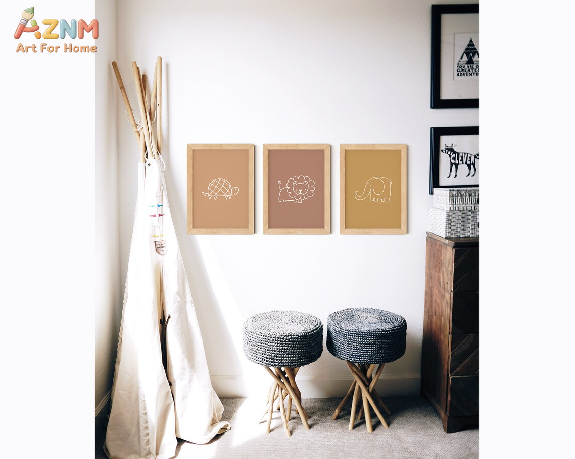 AZNM Boho Neutral Line Art Ani – обзор и цена Baby Nursery Elephant